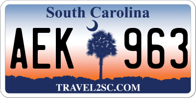 SC license plate AEK963