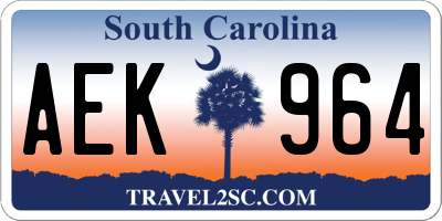 SC license plate AEK964