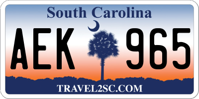 SC license plate AEK965
