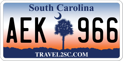 SC license plate AEK966