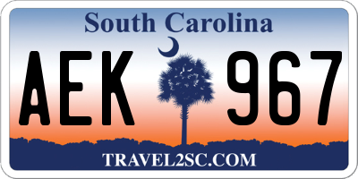 SC license plate AEK967