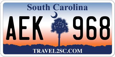SC license plate AEK968
