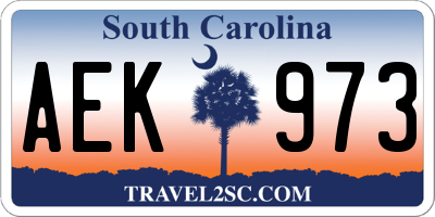SC license plate AEK973