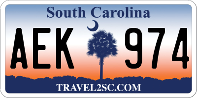 SC license plate AEK974