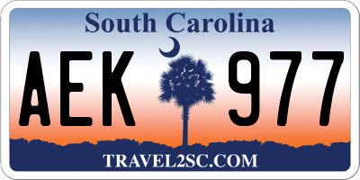 SC license plate AEK977