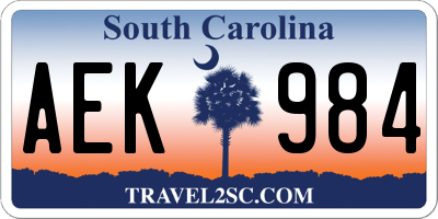 SC license plate AEK984