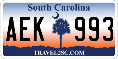SC license plate AEK993
