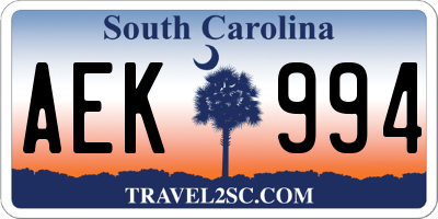 SC license plate AEK994