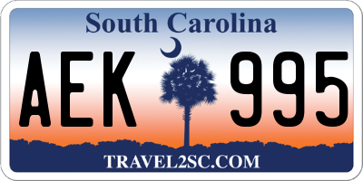 SC license plate AEK995