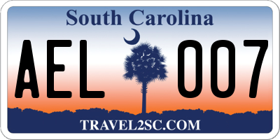 SC license plate AEL007