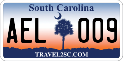 SC license plate AEL009