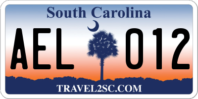 SC license plate AEL012