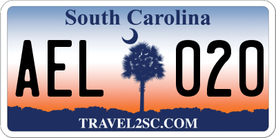 SC license plate AEL020