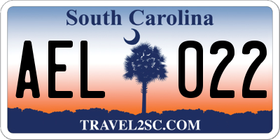 SC license plate AEL022