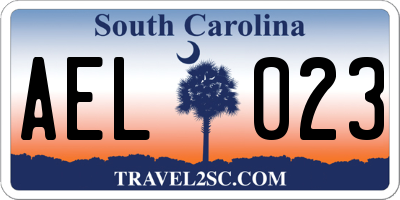 SC license plate AEL023