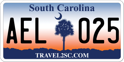 SC license plate AEL025