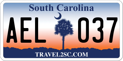 SC license plate AEL037