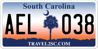 SC license plate AEL038