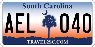 SC license plate AEL040