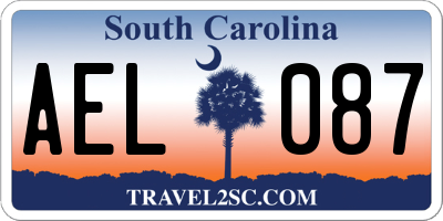 SC license plate AEL087