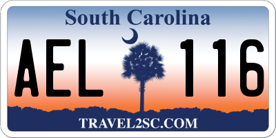 SC license plate AEL116