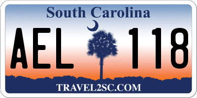SC license plate AEL118
