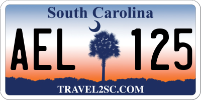 SC license plate AEL125