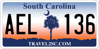 SC license plate AEL136