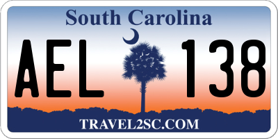 SC license plate AEL138