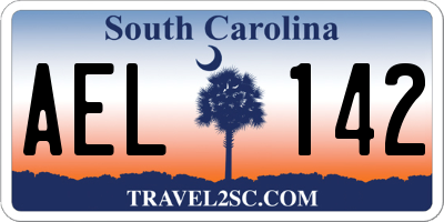 SC license plate AEL142