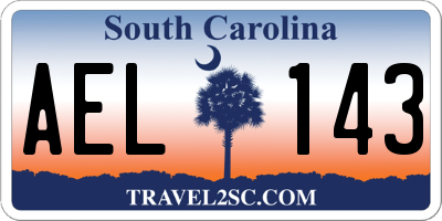 SC license plate AEL143
