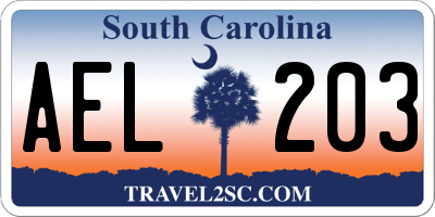 SC license plate AEL203