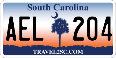 SC license plate AEL204