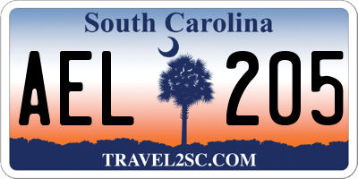 SC license plate AEL205