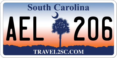 SC license plate AEL206
