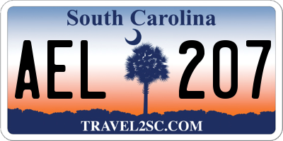 SC license plate AEL207