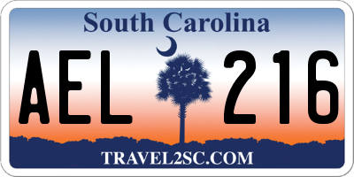 SC license plate AEL216