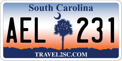 SC license plate AEL231