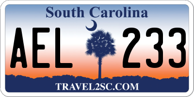 SC license plate AEL233