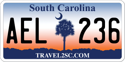 SC license plate AEL236