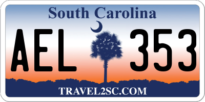 SC license plate AEL353