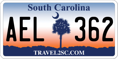 SC license plate AEL362
