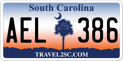 SC license plate AEL386
