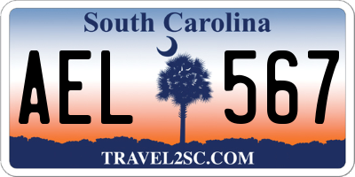 SC license plate AEL567
