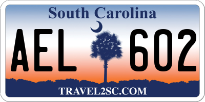 SC license plate AEL602