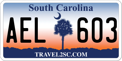 SC license plate AEL603