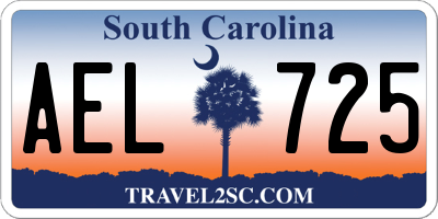 SC license plate AEL725