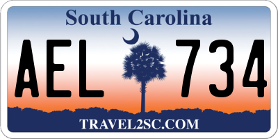SC license plate AEL734