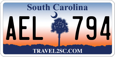 SC license plate AEL794