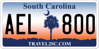 SC license plate AEL800